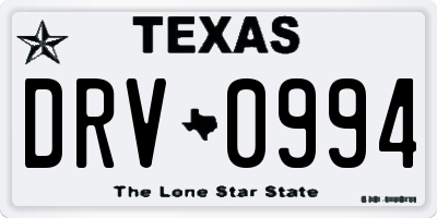 TX license plate DRV0994