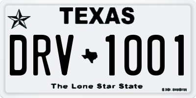 TX license plate DRV1001