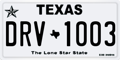 TX license plate DRV1003