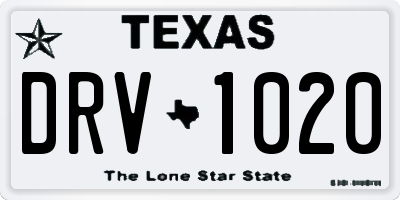 TX license plate DRV1020