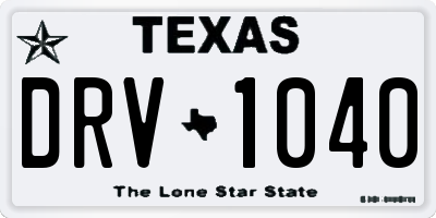 TX license plate DRV1040