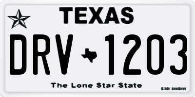 TX license plate DRV1203
