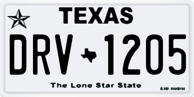TX license plate DRV1205