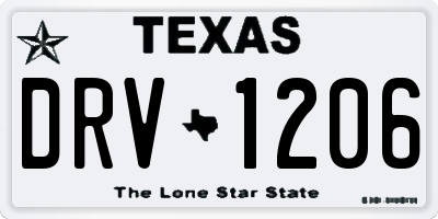 TX license plate DRV1206