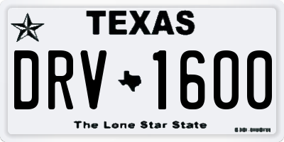 TX license plate DRV1600