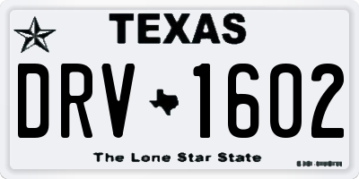 TX license plate DRV1602