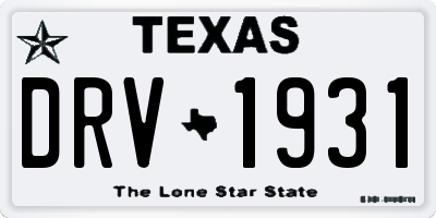 TX license plate DRV1931