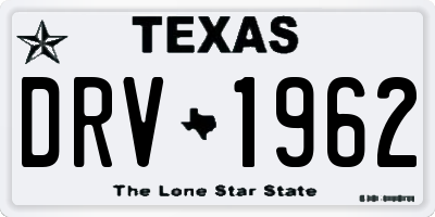 TX license plate DRV1962