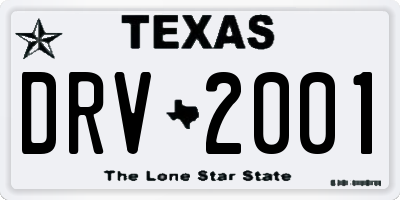 TX license plate DRV2001