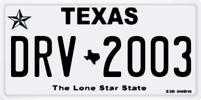 TX license plate DRV2003