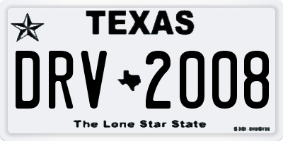 TX license plate DRV2008