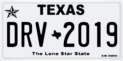 TX license plate DRV2019