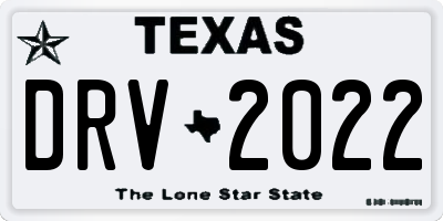 TX license plate DRV2022