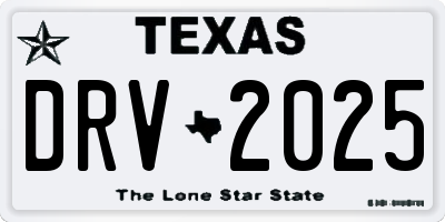TX license plate DRV2025