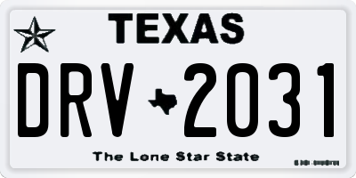 TX license plate DRV2031