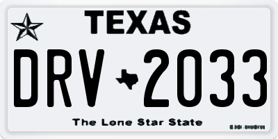 TX license plate DRV2033
