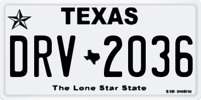 TX license plate DRV2036