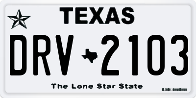 TX license plate DRV2103