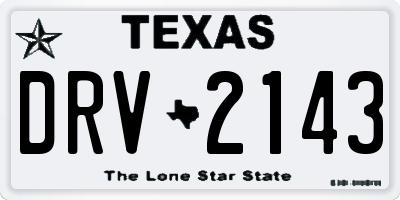 TX license plate DRV2143