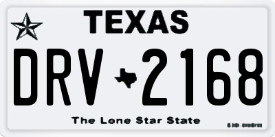 TX license plate DRV2168