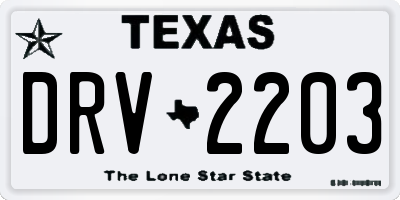 TX license plate DRV2203