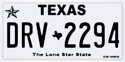 TX license plate DRV2294