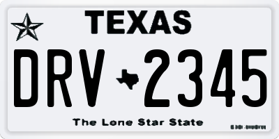 TX license plate DRV2345