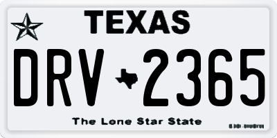 TX license plate DRV2365