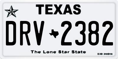 TX license plate DRV2382