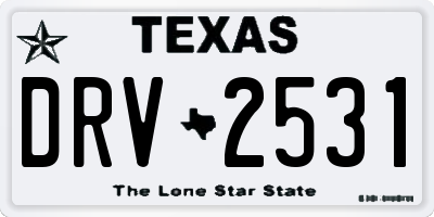 TX license plate DRV2531