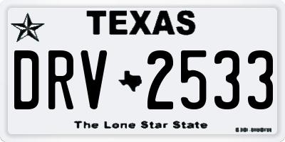 TX license plate DRV2533