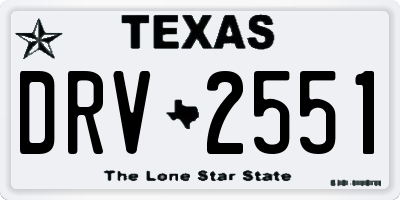 TX license plate DRV2551