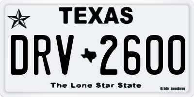 TX license plate DRV2600