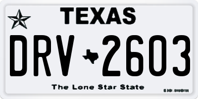 TX license plate DRV2603