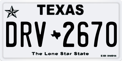 TX license plate DRV2670