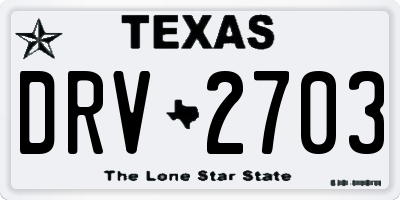 TX license plate DRV2703