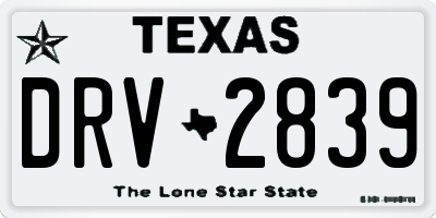 TX license plate DRV2839