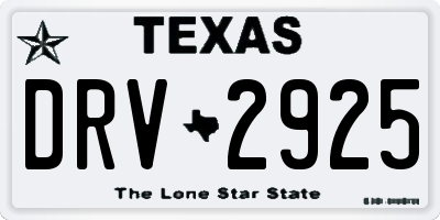 TX license plate DRV2925