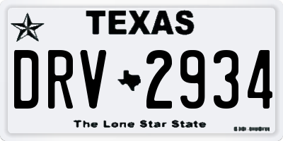 TX license plate DRV2934