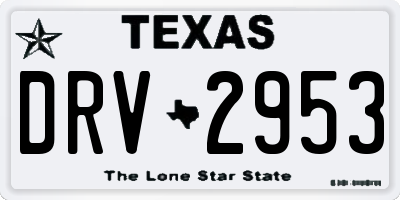 TX license plate DRV2953