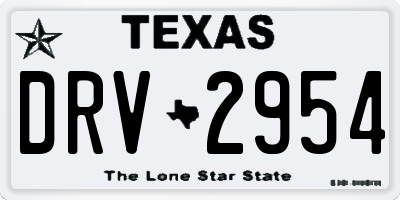 TX license plate DRV2954