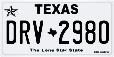 TX license plate DRV2980