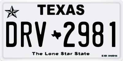 TX license plate DRV2981