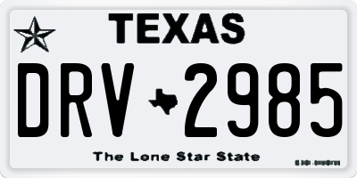 TX license plate DRV2985