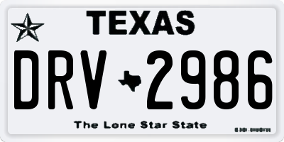 TX license plate DRV2986