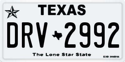 TX license plate DRV2992