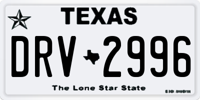 TX license plate DRV2996