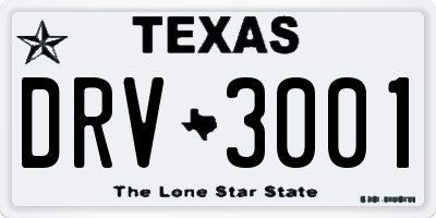 TX license plate DRV3001