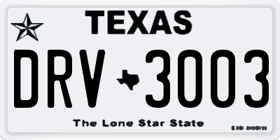 TX license plate DRV3003