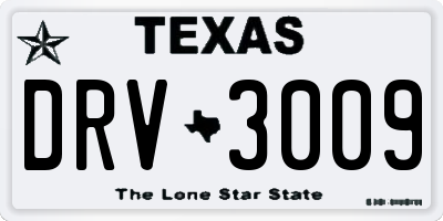 TX license plate DRV3009